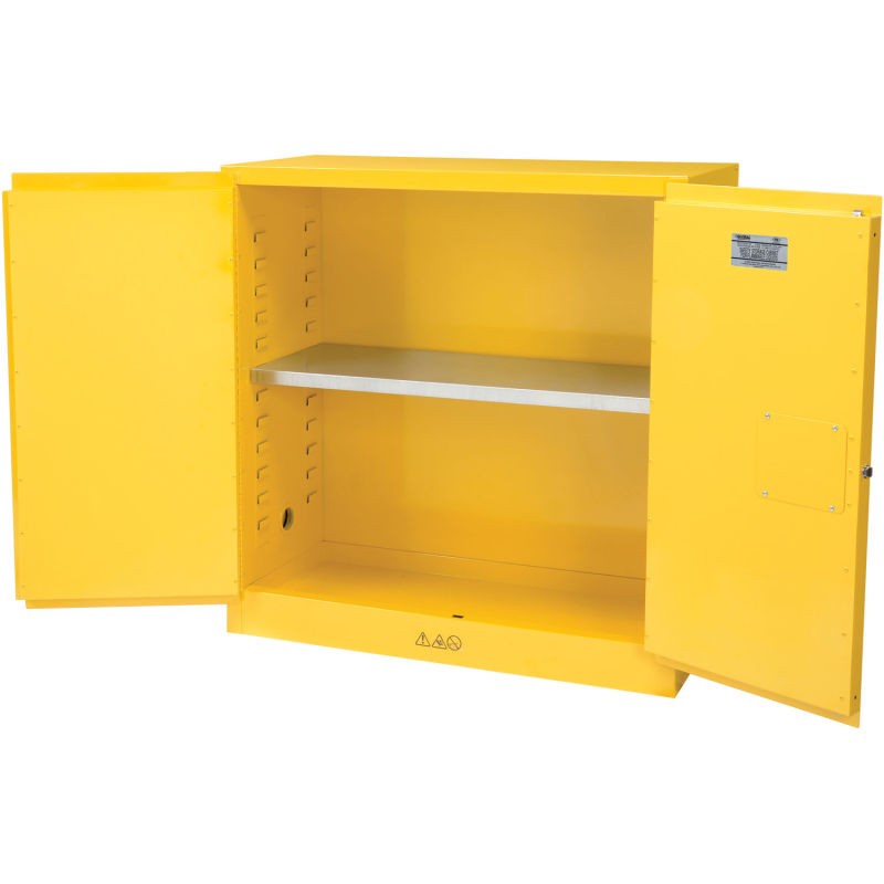 Global Industrial™ Flammable Liquid Cabinet, 30 Gallon Manual Close Double Door, 43