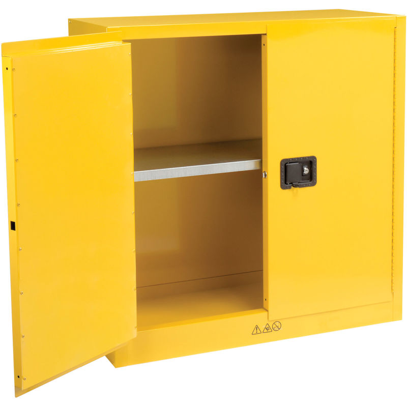 Global Industrial™ Flammable Liquid Cabinet, 30 Gallon Manual Close Double Door, 43