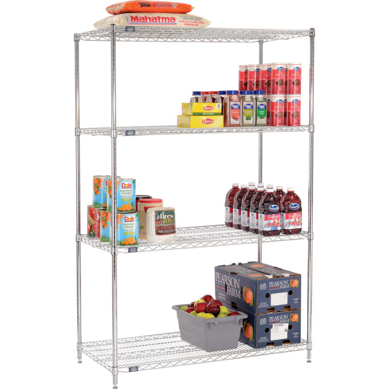 Nexel® Chrome Wire Shelving Starter - 48"W x 24"D x 74"H
