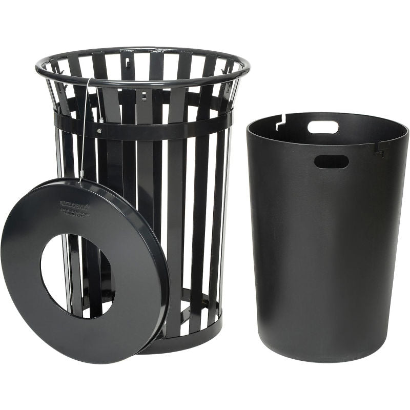 Global Industrial™ Outdoor Metal Waste Receptacle - 36 Gallon Black