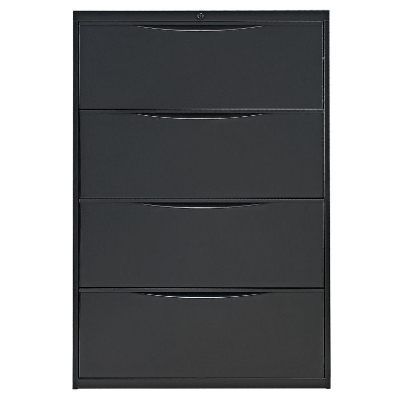 Interion® 36" Premium Lateral File Cabinet 4 Drawer Black