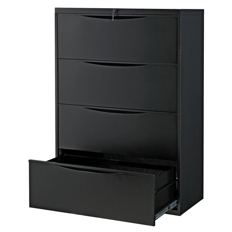 Interion® 36" Premium Lateral File Cabinet 4 Drawer Black