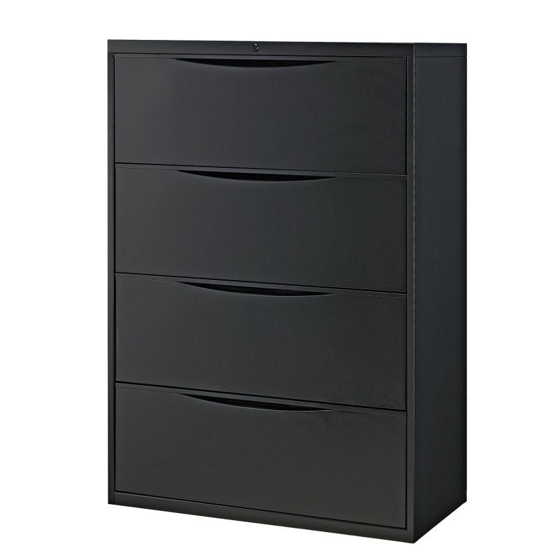 Interion® 36" Premium Lateral File Cabinet 4 Drawer Black
