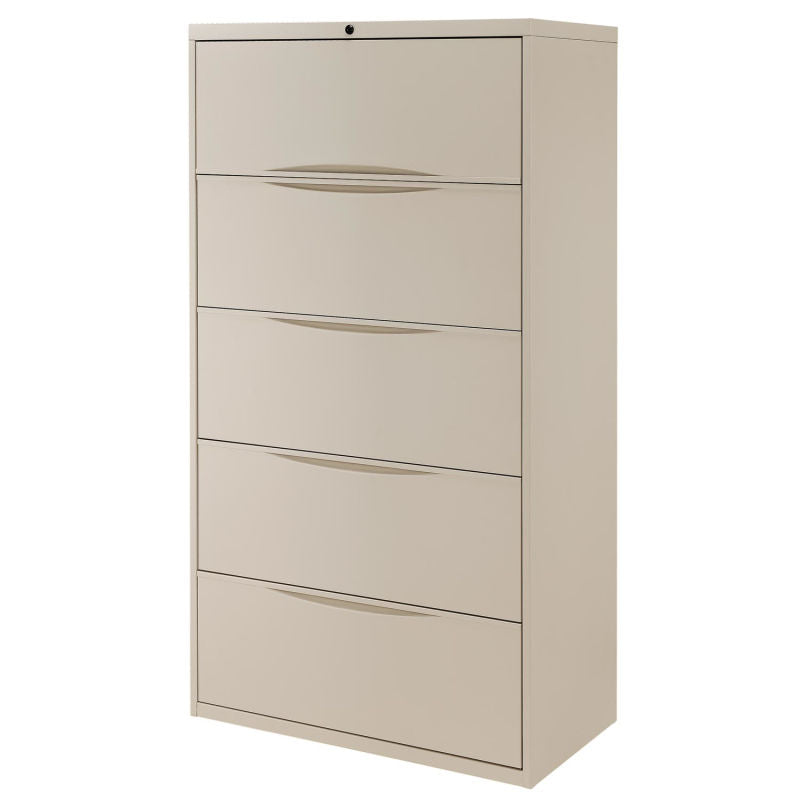 Interion® 36" Premium Lateral File Cabinet 5 Drawer Putty
