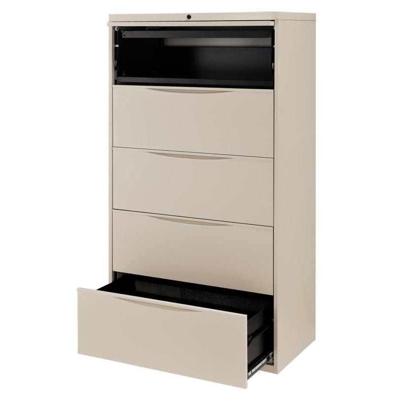 Interion® 36" Premium Lateral File Cabinet 5 Drawer Putty