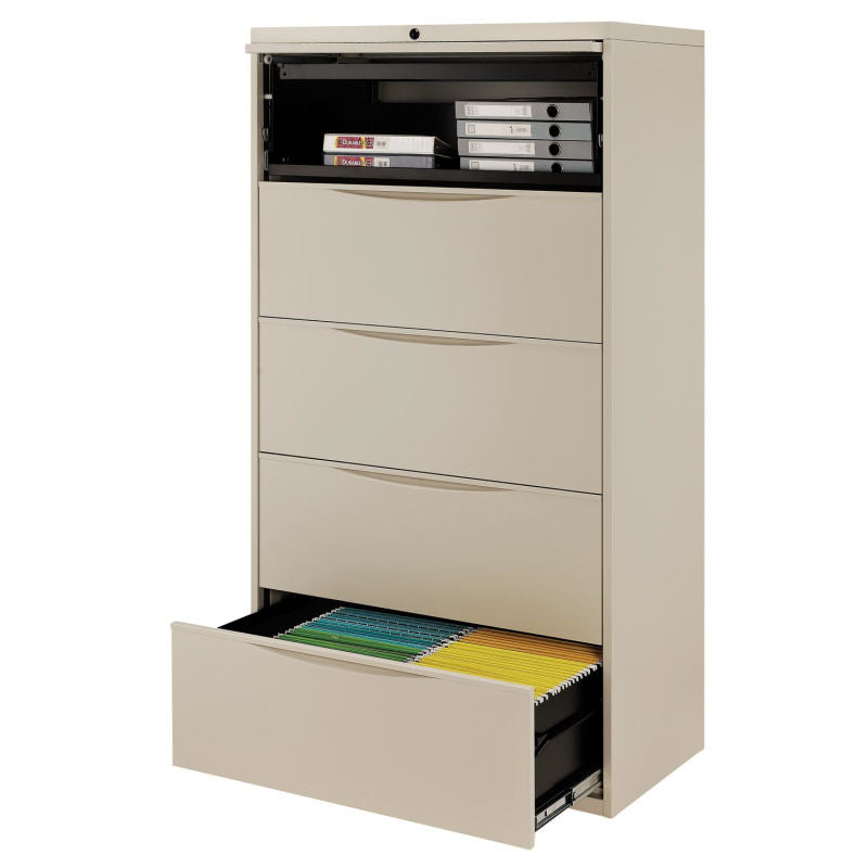 Interion® 36" Premium Lateral File Cabinet 5 Drawer Putty