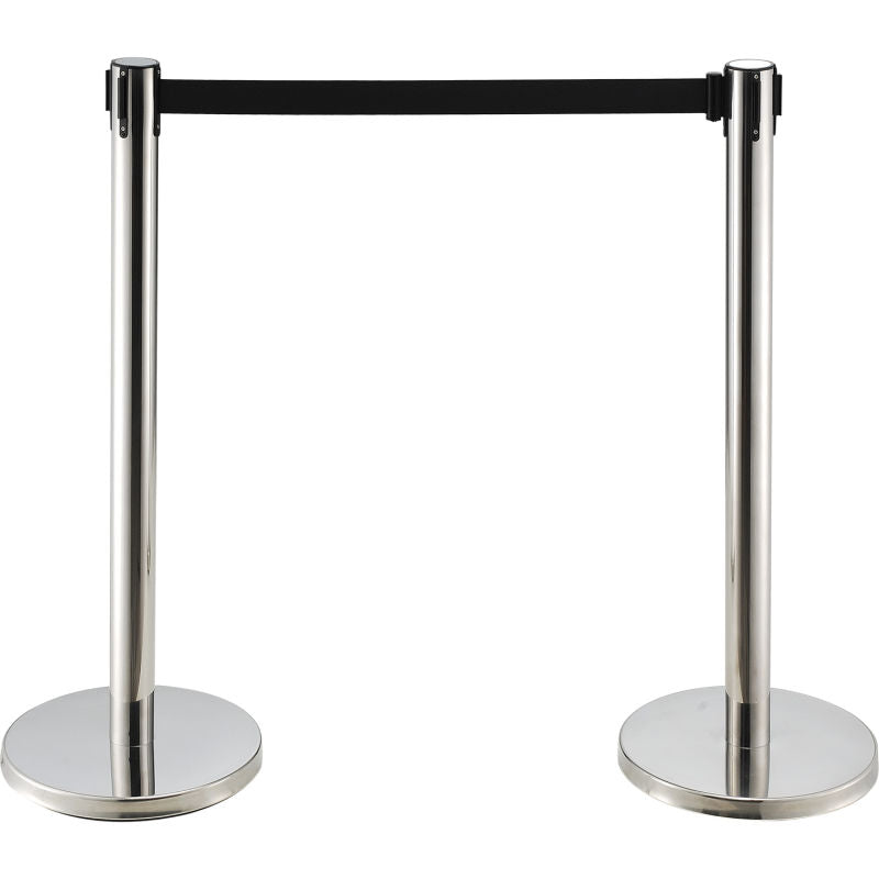 Global Industrial™ Crowd Control Stanchion, 39H SS Post, 6-12' Black Retractable Belt