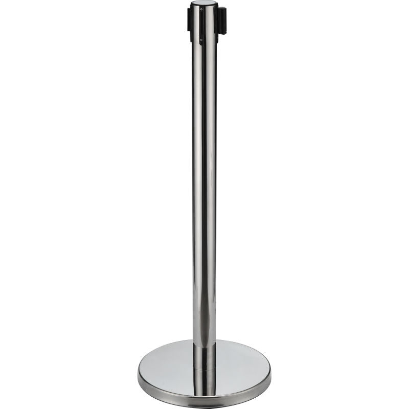 Global Industrial™ Crowd Control Stanchion, 39H SS Post, 6-12' Black Retractable Belt