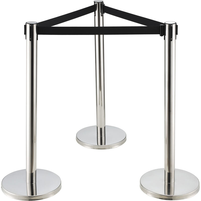 Global Industrial™ Crowd Control Stanchion, 39H SS Post, 6-12' Black Retractable Belt