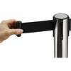Global Industrial™ Crowd Control Stanchion, 39H SS Post, 6-12' Black Retractable Belt