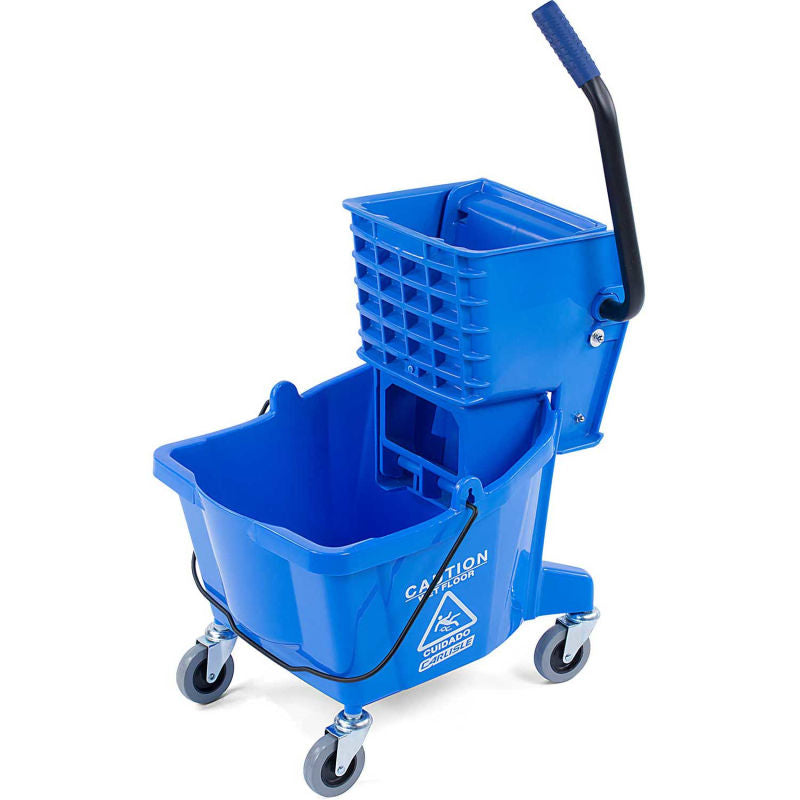 Carlisle Commercial Mop Bucket with Side-Press Wringer 26 Quart, Blue - 3690814