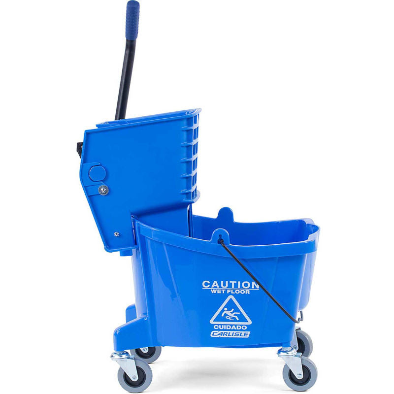 Carlisle Commercial Mop Bucket with Side-Press Wringer 26 Quart, Blue - 3690814
