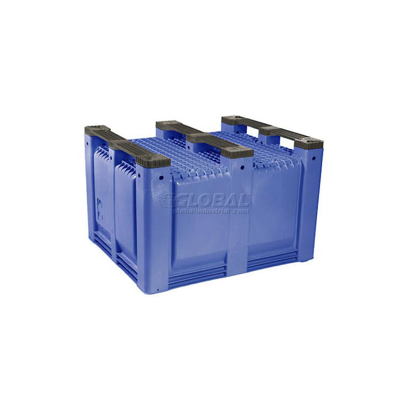 Decade M40SBL3 Pallet Container Solid Wall 48x40x31 Short Side Runners Blue 1500 Lb Capacity