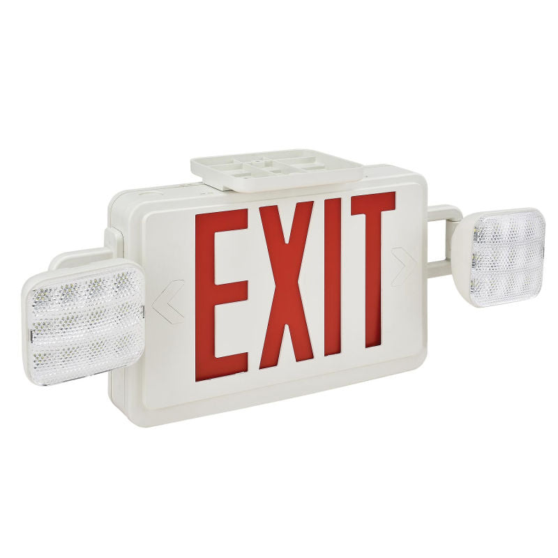 Global Industrial™ Combo LED Emergency Exit Sign, Red Letters, Ceiling & Wall Mount