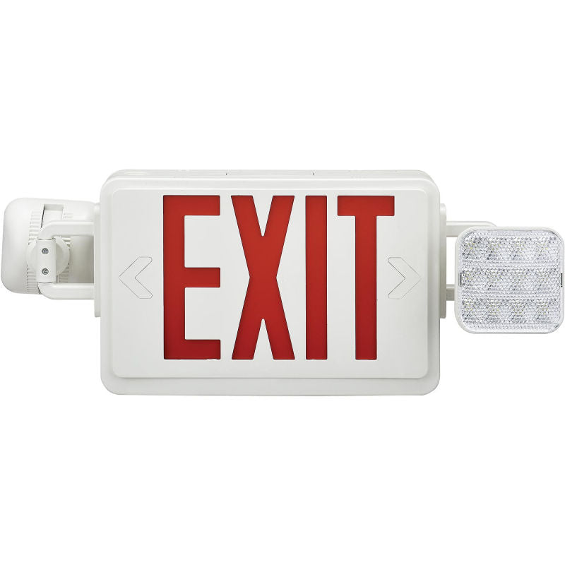Global Industrial™ Combo LED Emergency Exit Sign, Red Letters, Ceiling & Wall Mount