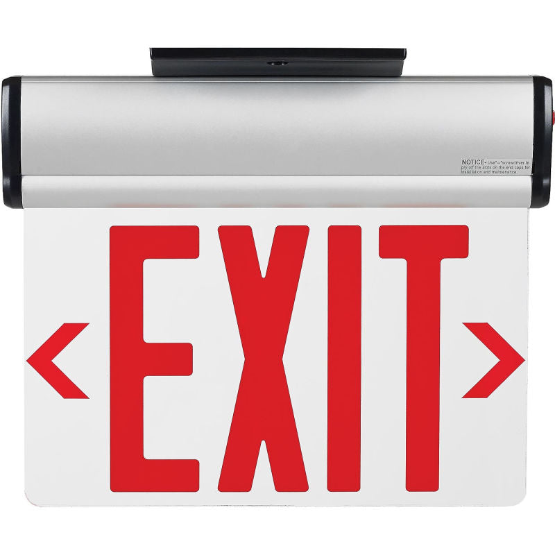 Global Industrial™ Surface Mount LED Edge Lit Exit Sign Red Letters Nickel-Cadmium Battery UL