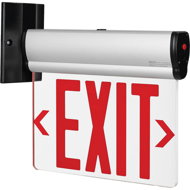 Global Industrial™ Surface Mount LED Edge Lit Exit Sign Red Letters Nickel-Cadmium Battery UL