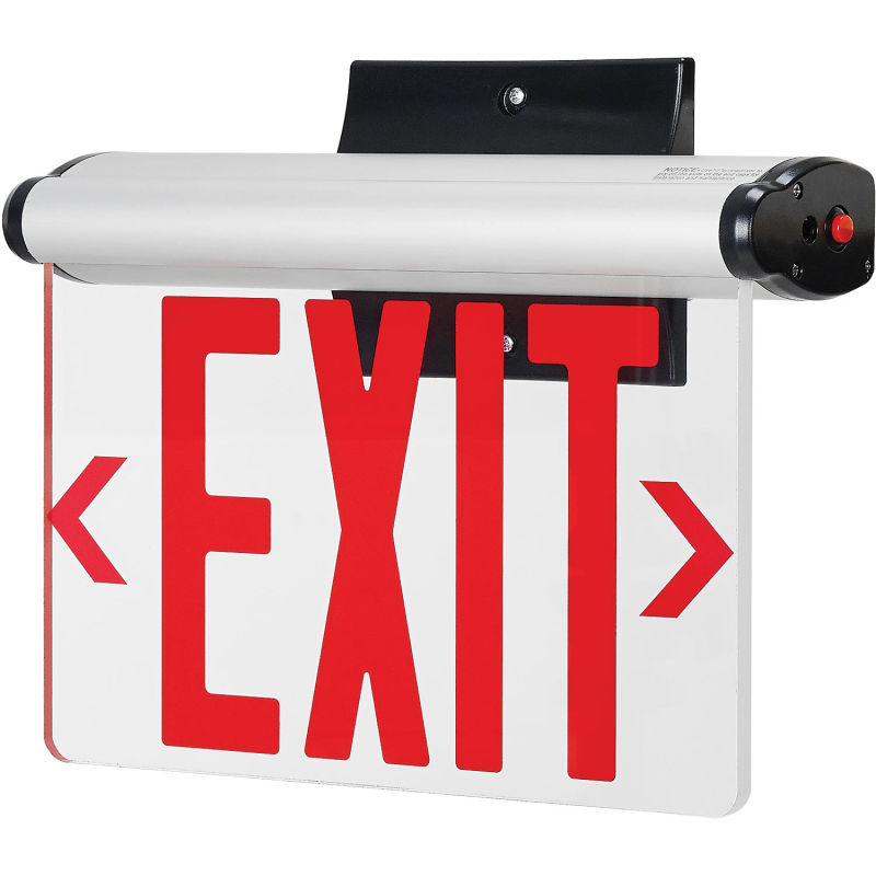 Global Industrial™ Surface Mount LED Edge Lit Exit Sign Red Letters Nickel-Cadmium Battery UL