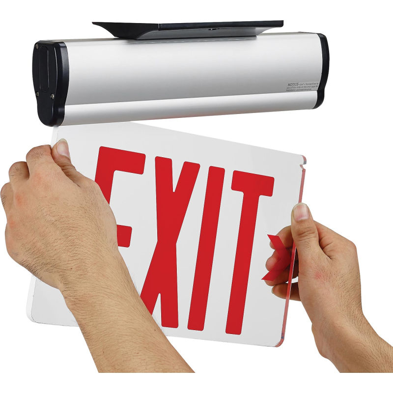 Global Industrial™ Surface Mount LED Edge Lit Exit Sign Red Letters Nickel-Cadmium Battery UL