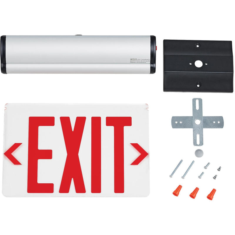 Global Industrial™ Surface Mount LED Edge Lit Exit Sign Red Letters Nickel-Cadmium Battery UL