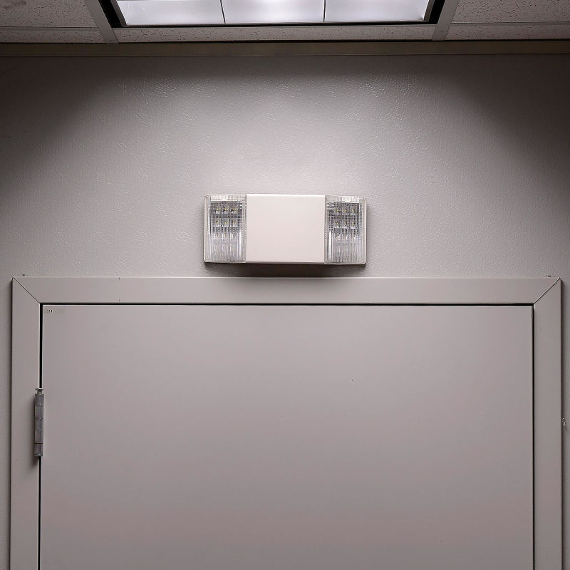 Global Industrial™ 2 Head LED Emergency Unit w/ Fixed Optics and Ni-Cad Battery Backup