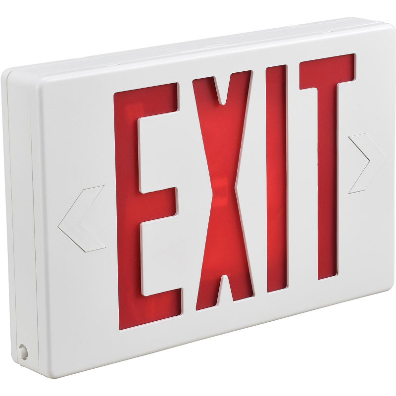 Global Industrial™ LED Exit Sign, Red Letters, Universal Mount, White, 1 or 2 Sides
