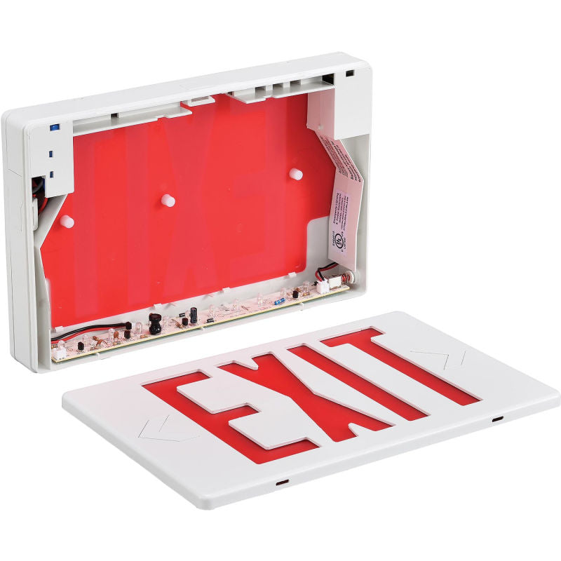 Global Industrial™ LED Exit Sign, Red Letters, Universal Mount, White, 1 or 2 Sides