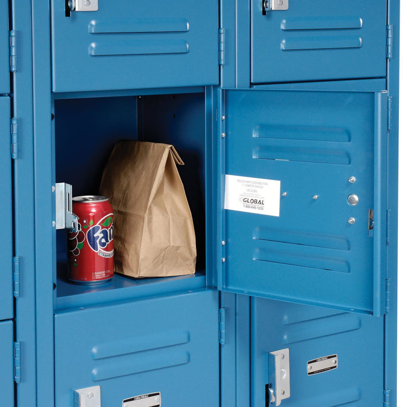 Global Industrial™ Locker Six Tier 12x12x12 18 Door Ready To Assemble Blue