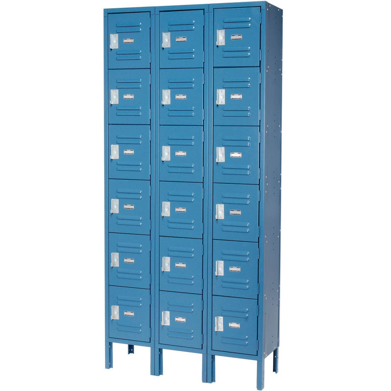 Global Industrial™ Locker Six Tier 12x12x12 18 Door Ready To Assemble Blue