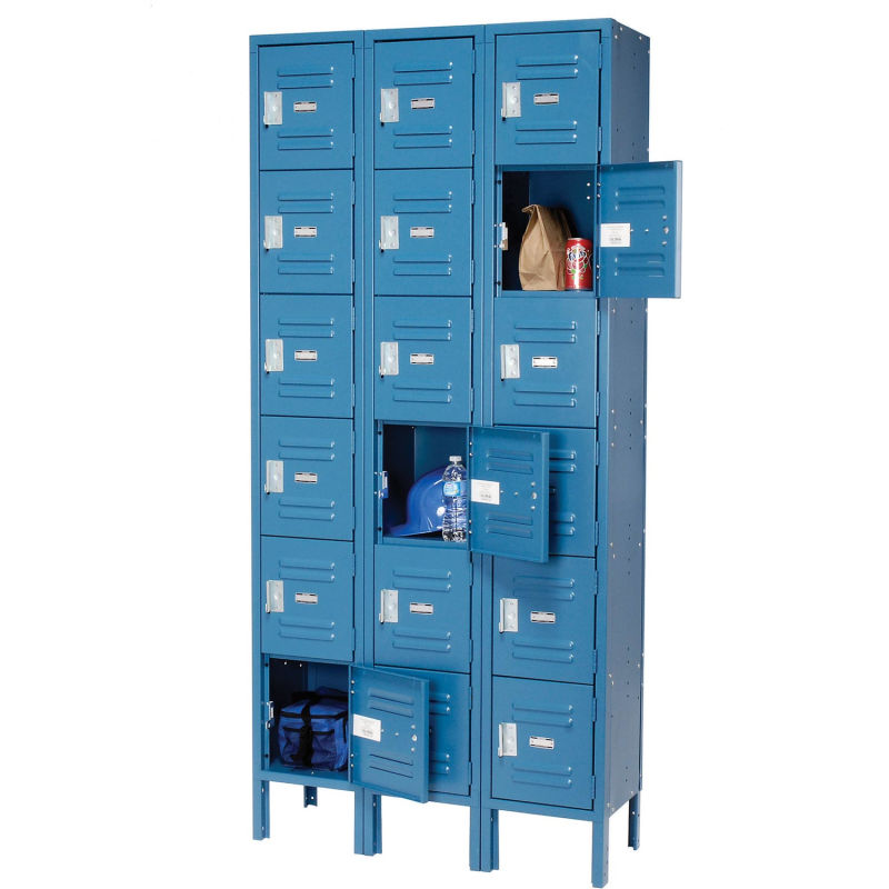 Global Industrial™ Locker Six Tier 12x12x12 18 Door Ready To Assemble Blue