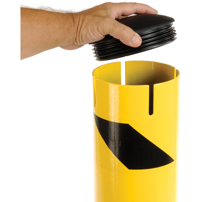 Global Industrial™ Steel Bollard Removable Plastic Cap & Chain Slot, Existing Concrete 42x5-1/2