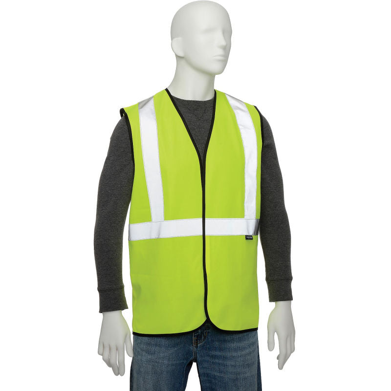 Global Industrial Class 2 Hi-Vis Safety Vest, 2" Reflective Strips, Solid, Lime, Size 2XL/3XL