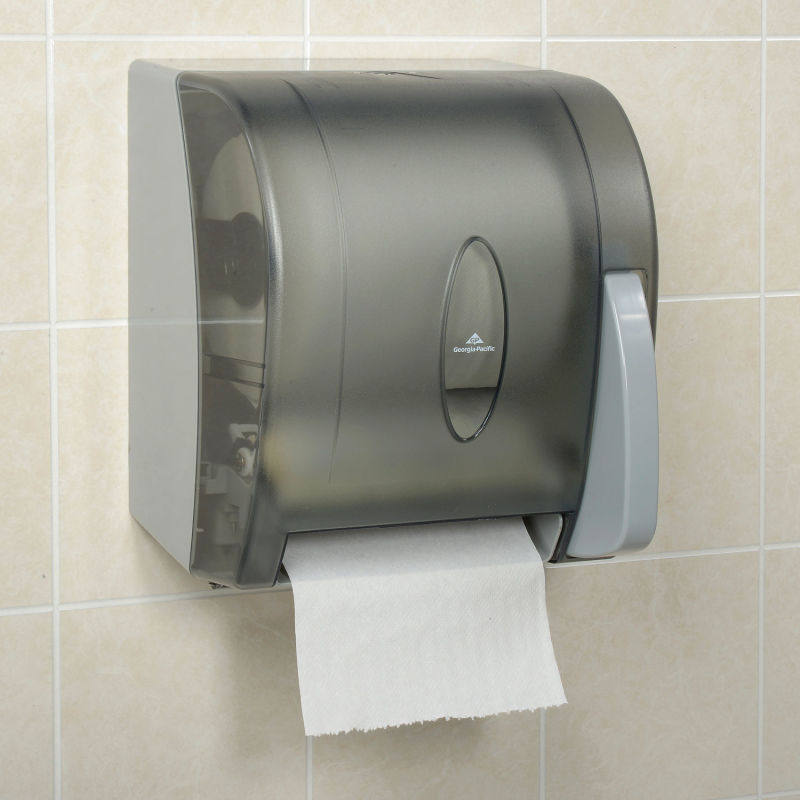 GP Georgia-Pacific Translucent Smoke Push Paddle Roll Paper Towel Dispenser - 54338