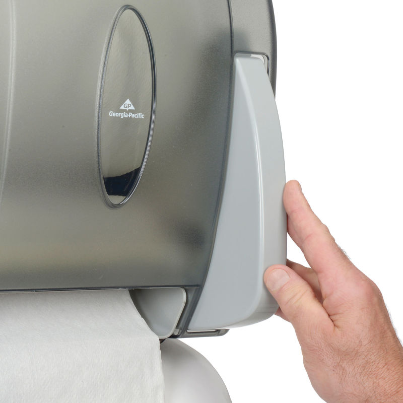 GP Georgia-Pacific Translucent Smoke Push Paddle Roll Paper Towel Dispenser - 54338
