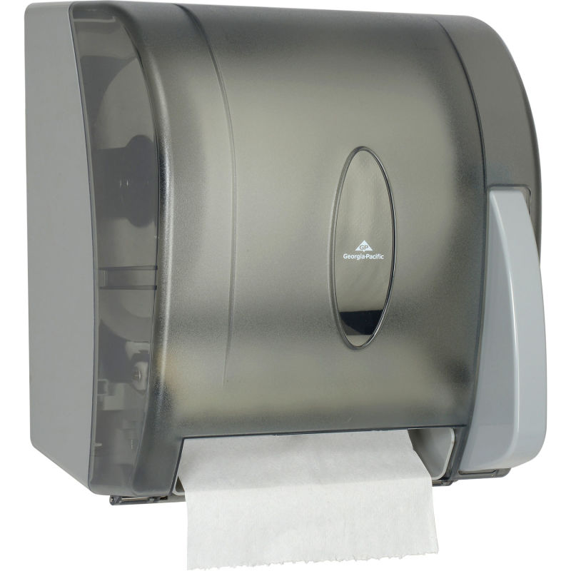 GP Georgia-Pacific Translucent Smoke Push Paddle Roll Paper Towel Dispenser - 54338