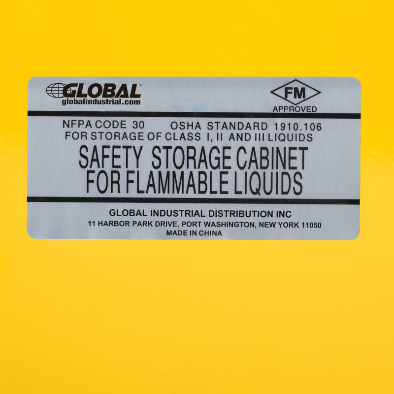 Global Industrial™ Flammable Liquid Cabinet, 30 Gallon Manual Close Double Door, 43