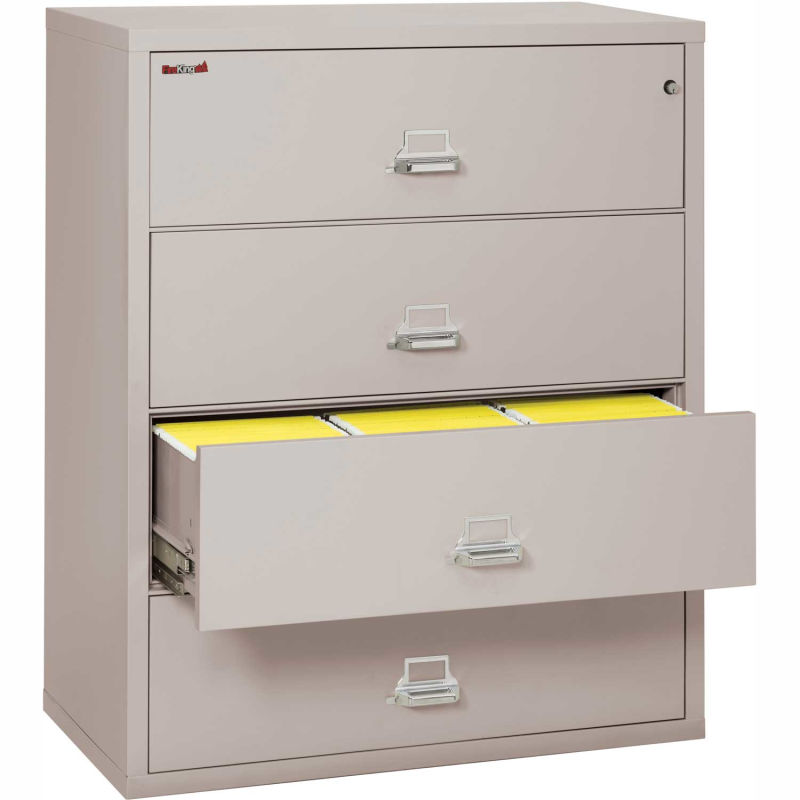 Fireking Fireproof 4 Drawer Lateral File Cabinet Letter-Legal Size 44-1/2"W x 22"D x 53"H - Lt Gray