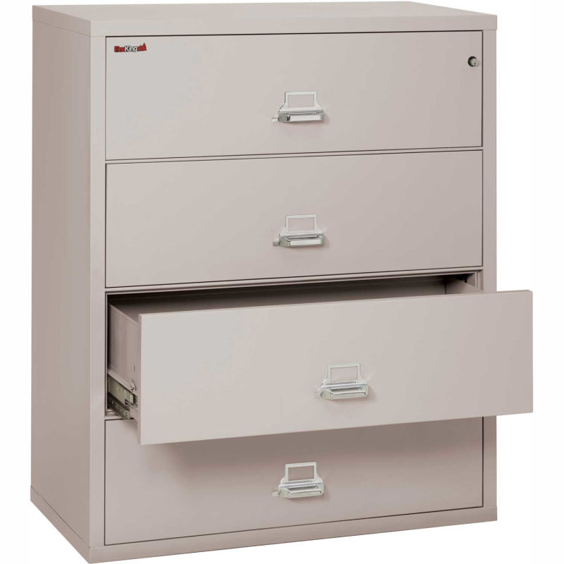 Fireking Fireproof 4 Drawer Lateral File Cabinet Letter-Legal Size 44-1/2"W x 22"D x 53"H - Lt Gray