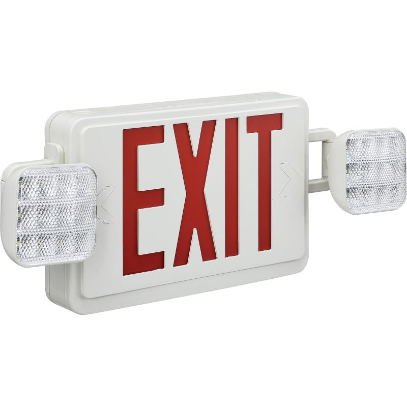 Global Industrial™ Combo LED Emergency Exit Sign, Red Letters, Ceiling & Wall Mount