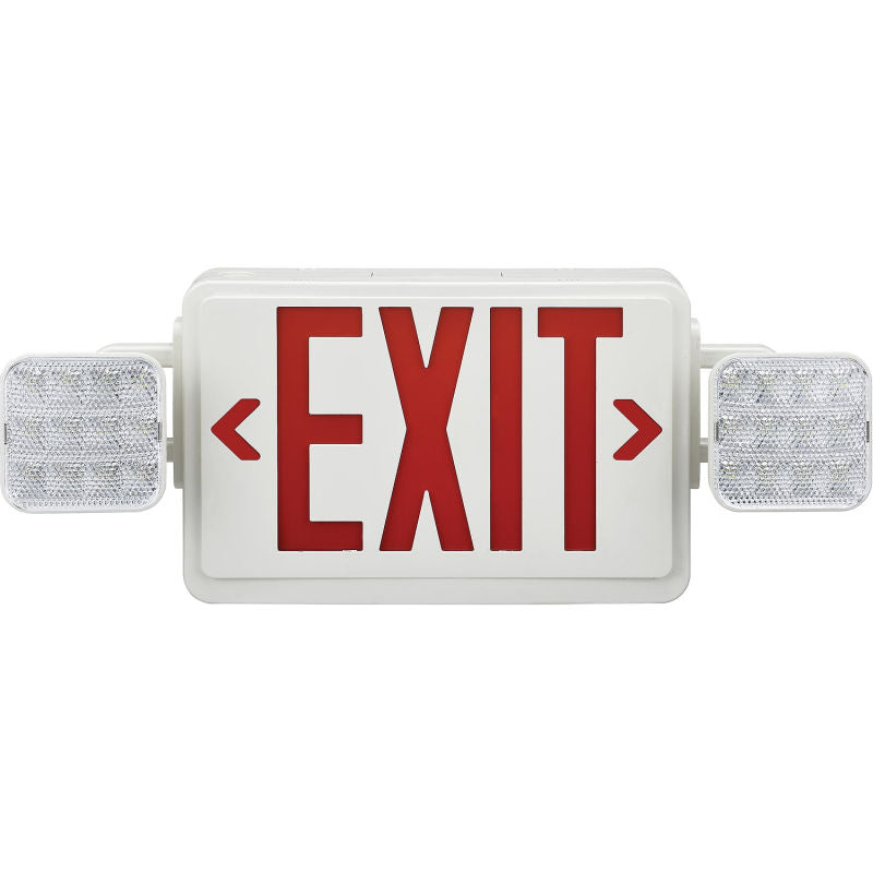 Global Industrial™ Combo LED Emergency Exit Sign, Red Letters, Ceiling & Wall Mount