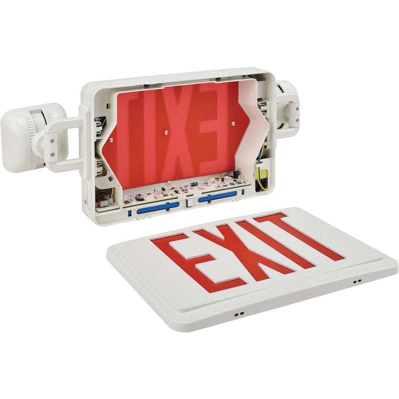 Global Industrial™ Combo LED Emergency Exit Sign, Red Letters, Ceiling & Wall Mount