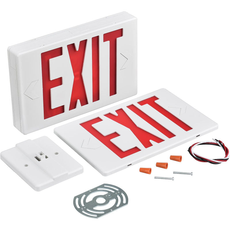 Global Industrial™ LED Exit Sign, Red Letters, Universal Mount, White, 1 or 2 Sides