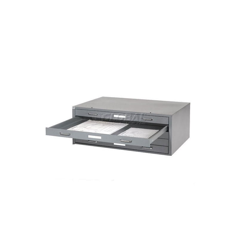 Interion® - Blueprint Flat File Cabinet – 5 Drawer - 54”W – Gray