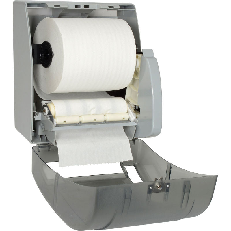 GP Georgia-Pacific Translucent Smoke Push Paddle Roll Paper Towel Dispenser - 54338